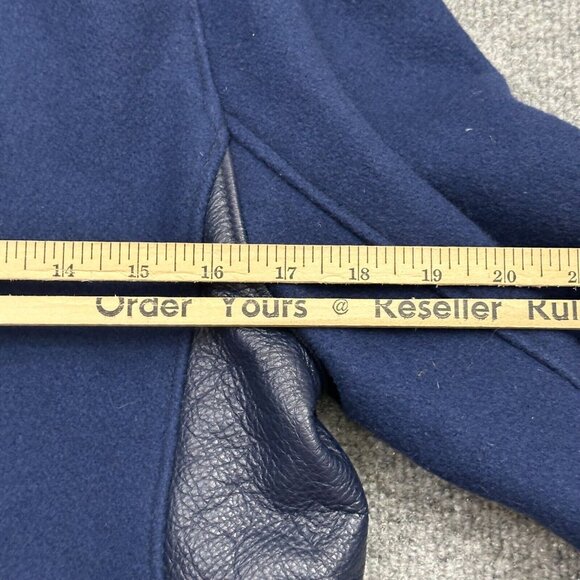 Roots Women's Jacket Full Zip Blue Wool Leather Varsity Vtg Canada Size 4 - Picture 8 of 9